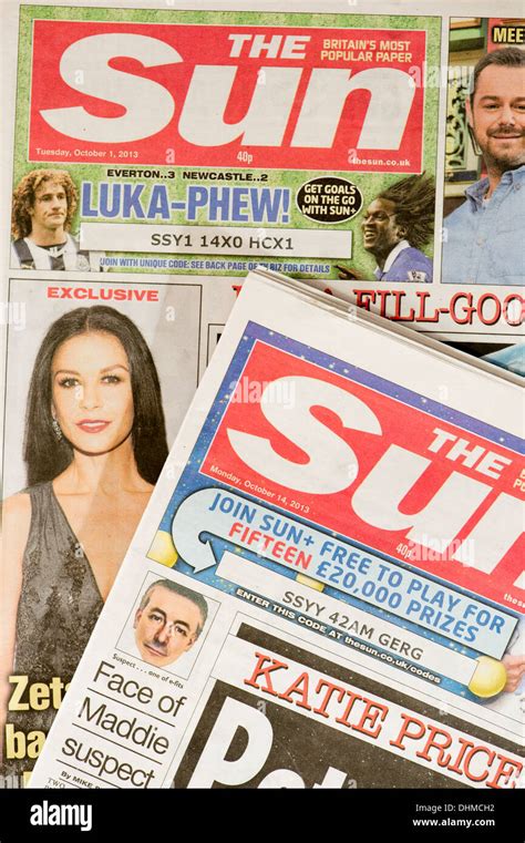 The Sun Uk National Tabloid Press Daily Newspaper Headline Front Stock