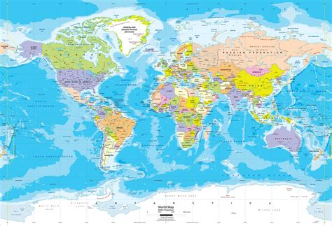 Political Wall Map Of The World Finely Detailed Laminated Kulturaupice