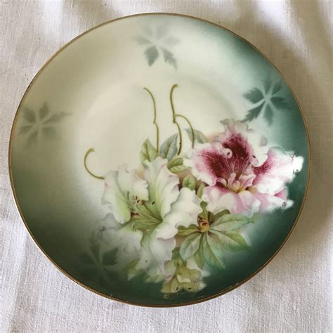 Georgous Hand Painted Pink Floral Plate Pv Vessra Germany Farmhouse