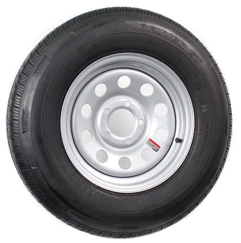 Radial Trailer Tire On Rim St20575r14 20575 14 14 5 Lug Wheel Silver