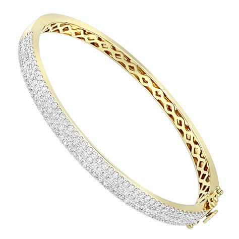 14k Yellow Gold Designer 2 Carat Diamond Bangle Bracelet For Women By Luxurman 803036