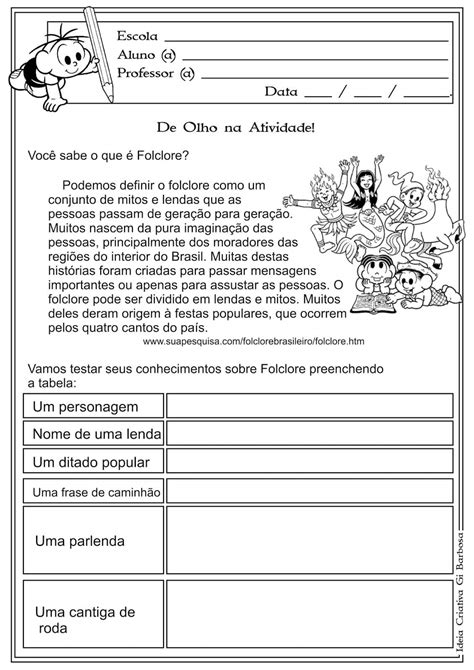 Atividades De Artes Sobre Folclore 3 Ano Fundamental Educa