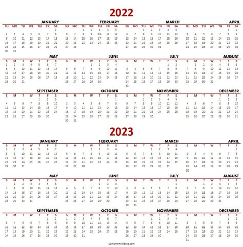 Two Year Calendar 2022 2023 Excel Jan 2022 To Dec 2023 Calendar