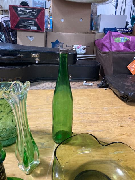 6 piece green glassware