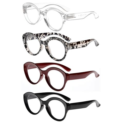 4 packing round reading glasses women large frame stylish readers oprah hinged frame bifocal