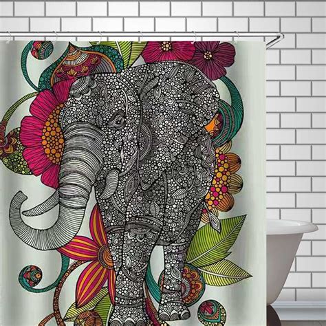 Elephant Shower Curtain Printed Indian Elephant Polyester Etsy