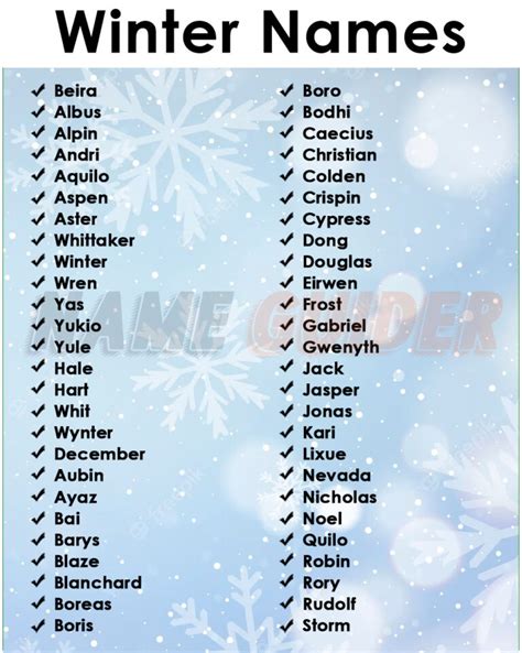 100 Winter Names Ideas And Suggestions 2023 Name Guider