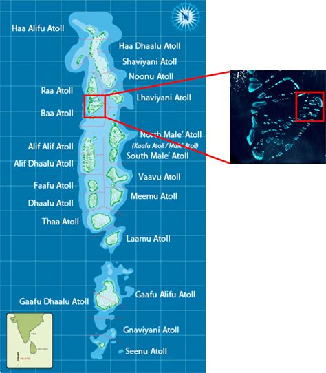 Colour Online Map Of The Maldives Archipelago And Baa Atoll With The