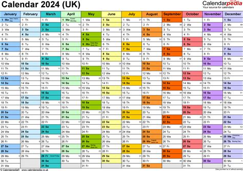 Calendar 2024 Uk Free Printable Pdf Templates