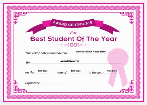 Student Of The Year Award Certificates Professional Certificate Templates