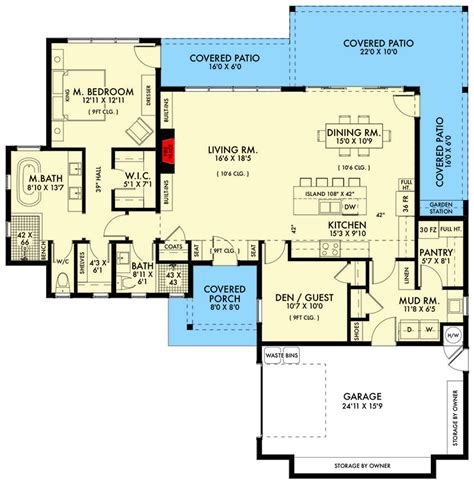 One Story Contemporary Home Plan With Open Concept Layout 67786mg