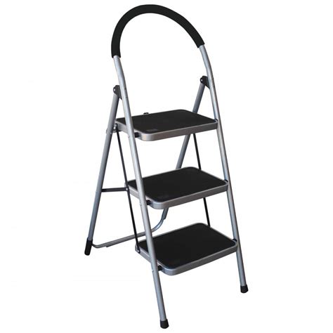 Charles Bentley 3 Step Tread Folding Household Step Ladder Lightweight