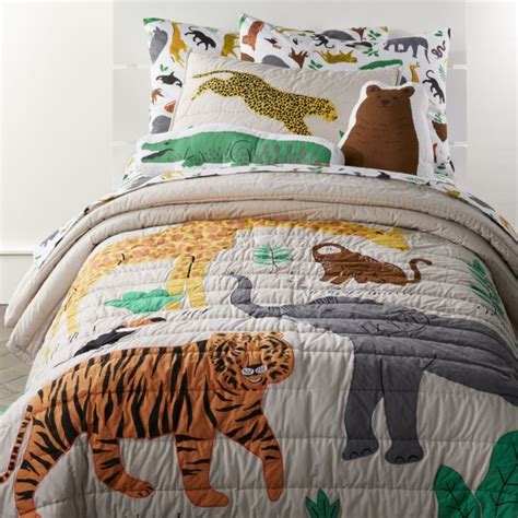 Shop online and browse collections by room and style. Applique Jungle Animal Bedding | Crate and Barrel in 2020 ...