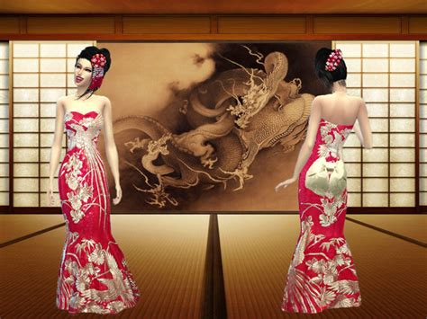Follia69s Dress Inspiration Kimono Japanese Outfits Sims 4 Dresses