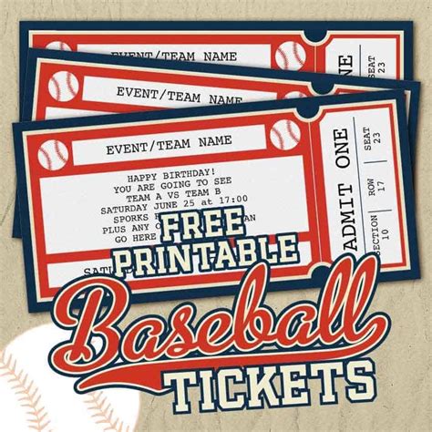 Baseball Ticket Template Free