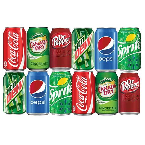 Assortment Of Soda Coca Cola Pepsi Dr Pepper Mountain Dew Sprite