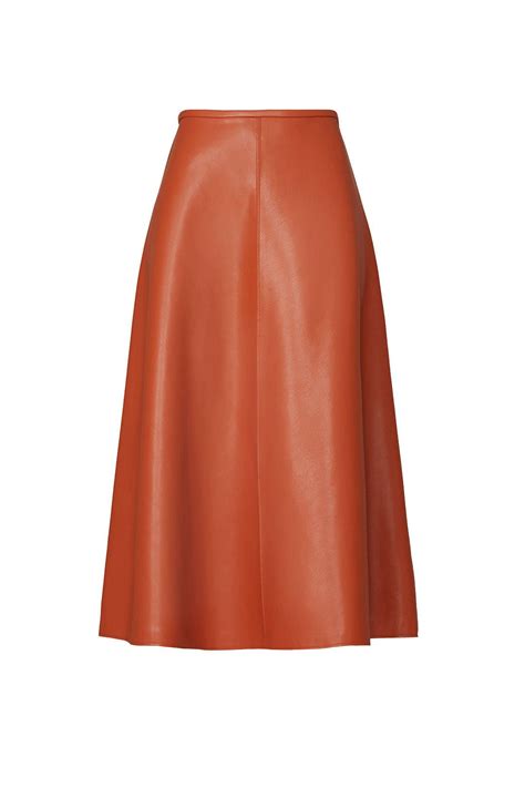 Orange Faux Leather Midi Skirt By Lapointe For 255 Rent The Runway