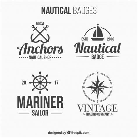 4 Badges Nautiques Vecteur Gratuite Vector Free Nautical Labels