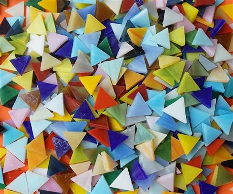 800 Pieces Triangle Mosaic Tiles Stained Glass 58 Inch Assorted Colors