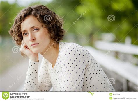Sad Woman With Worried Stressed Face Expression Looking Down Royalty