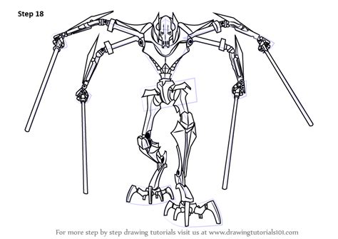 Step by Step How to Draw Grievous from Star Wars : DrawingTutorials101