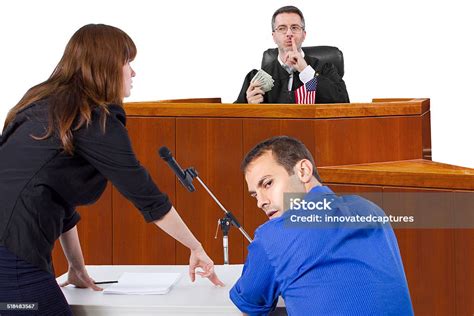 Corrupt Judge Taking Bribes At A Court Trial Stock Photo Download