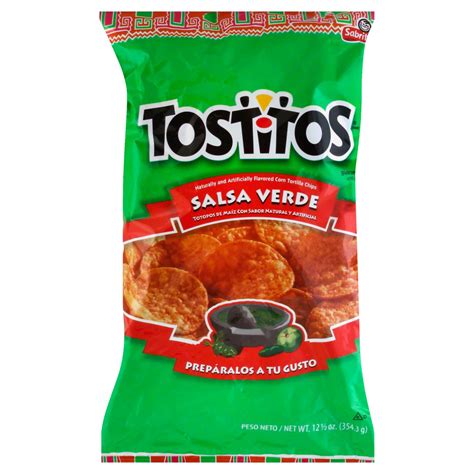 Doritos are more similarly close to tostitos where the first two ingredients are corn, vegetable oil, but then a. Tostitos Salsa Verde Tortilla Chips - Shop Chips at H-E-B