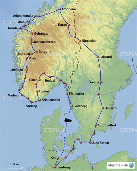 Stepmap Schweden Und Norwegen Rundreise 2017 Landkarte Für Europa