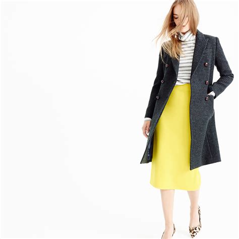 Lyst Jcrew Double Breasted Coat In Mini Check In Black