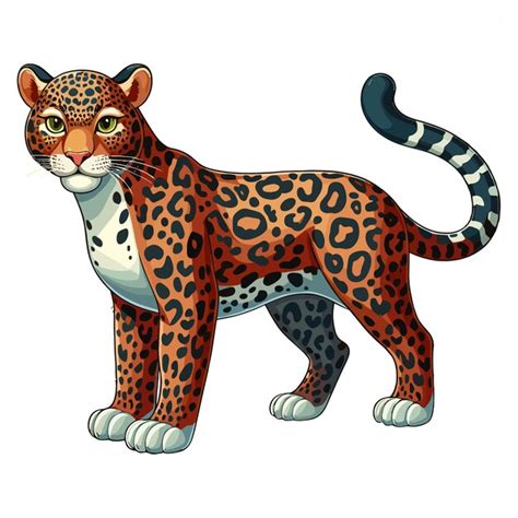 Cute Jaguar Cartoon Vector Style Weißer Hintergrund Premium Vektor