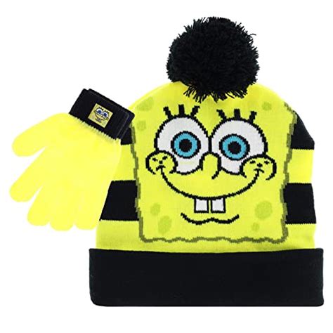 Spongebob Squarepants Kids Winter Hats And Snow Gloves 2 Pc Set Cute