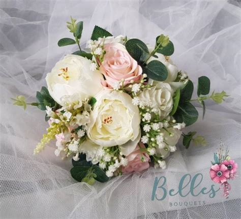 Beautiful Brides Wedding Bouquet Blush Pink Ivory Silk Gypsophila Peony