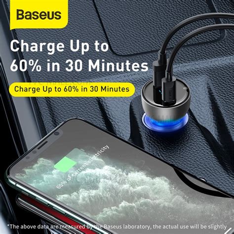 Baseus Particular Digital Display Qcpps Dual Quick Charger Car Charger
