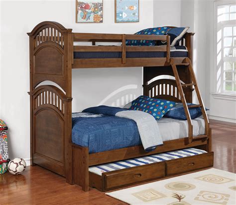 Halsted Casual Walnut Twin Over Full Bunk Bed By Coaster