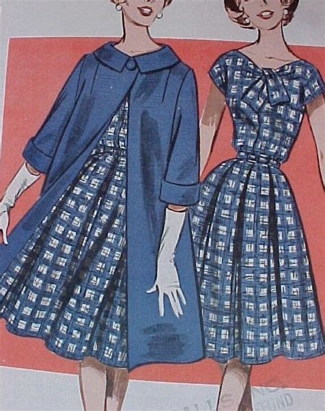 C 1950s Vintage Butterick No 9663 Coat And Dress Sewing