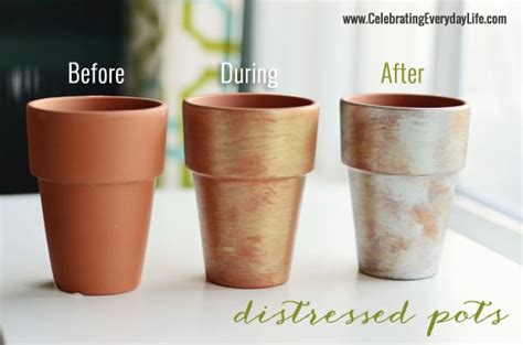 Clay Pots Distressed With Paint A Michaels Craft Diy Celebrating