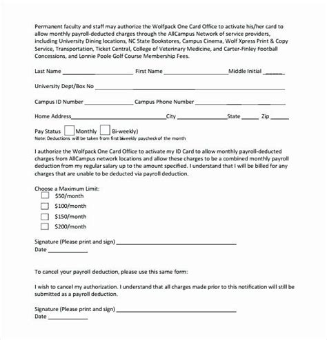 Payroll Deduction Authorization Form Template Beautiful Employee