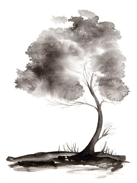 Abstract Tree Painting In Black And White Monochrome Fine Art Etsy