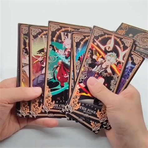 22 Pcsset Anime Genshin Impact Tarot Card Divination Diluc Klee