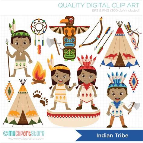 Clipart Indian Tribe American Indian Children Kids Digital Clip