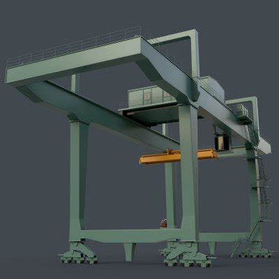 Rail Mounted Gantry Crane RMG V1 Green Light 3D Model By PBR Cool