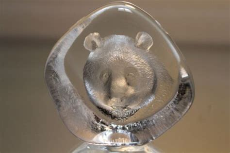 Mats Jonasson Crystal Panda Bear 2003 Collector Society Etch Signed