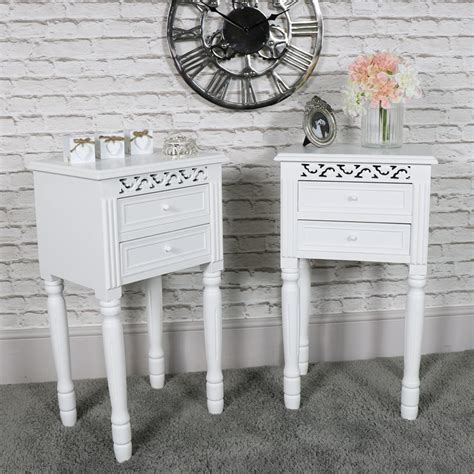Distinctively textured drawer faces create a play of light and white bedside table with drawer: Pair of White 2 Drawer Bedside Tables - Blanche Range ...