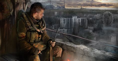Two person on road wallpaper, trees, birds, chernobyl, stalker. S.T.A.L.K.E.R., S.T.A.L.K.E.R.: Call Of Pripyat, Video ...