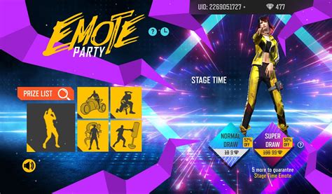 free fire emote party event how to get legendary emotes this week
