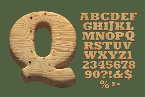 Wooden Font Timbered Opentype Alphabet