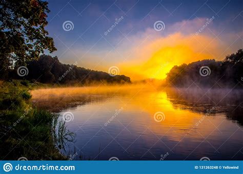 Orange Sunrise River Landscape Stock Photo Image Of Beauty Sunrise