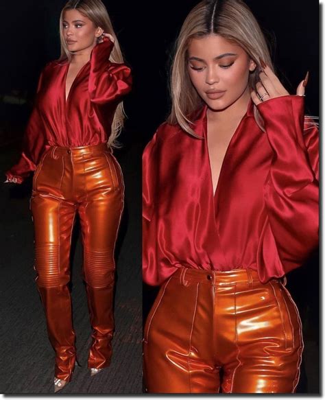 Kylie Jenner Outfit Leather Pants Outfit In 2023 Red Leather Pants