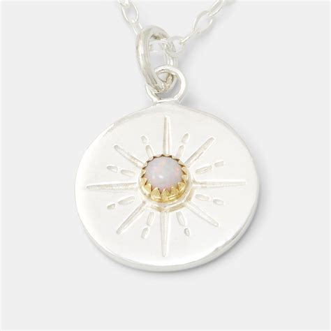 Starburst And Opal Amulet Silver Necklace Simone Walsh Jewellery