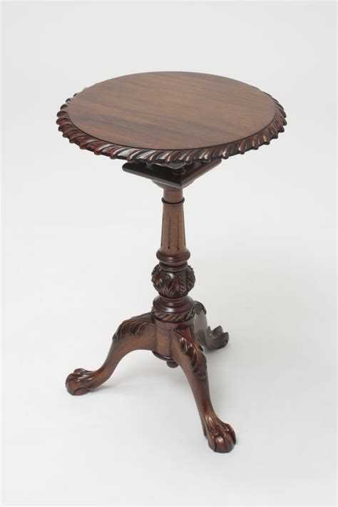 Chippendale Mahogany Tilt Top Tea Table 155 Diameter Laurel Crown